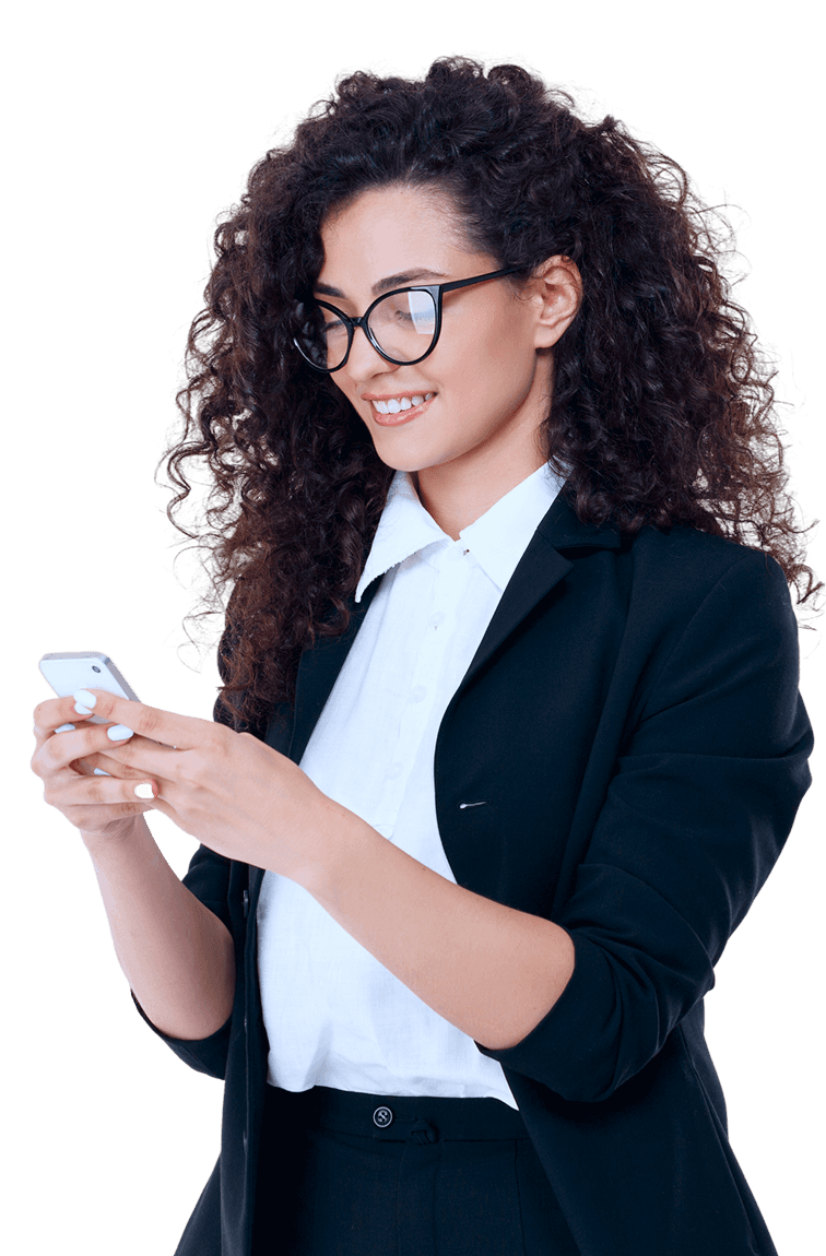 Mulher de negócios usando smartphone